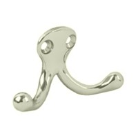 Ives 44074135251, Brass Coat Hook, Double Prong-1in Proj, 1-1/4 W x 1-1/8 H, Satin Chrome Finish