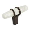 Carrione Knob 2-1/2" Long Marble White/Oil Rubbed Bronze Amerock BP36647MWORB