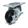 3" General Duty Plate Mount Swivel Caster with Brake Black Rubber DH Casters C-GD30RSB