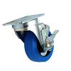 3" Plate Mount Medium Duty Swivel Caster with Brake Blue TPR DH Casters C-LM3P1BMSB