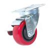 3" Plate Mount Medium Duty Swivel Caster with Brake Red DuraPoly DH Casters C-LM3P1DPRSB