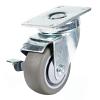 3" Plate Mount Medium Duty Swivel Caster with Brake Gray TPR DH Casters C-LM3P1TPSB