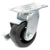 4" Plate Mount Medium Duty Swivel Caster with Brake Mold-On Rubber DH Casters C-MHD4MRSB