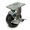 5" Plate Mount Medium Heavy Duty Swivel Caster with Brake Mold-On Rubber DH Casters C-MHD5MRSB