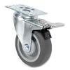 4" Plate Mount Light Medium Duty Caster with Total Lock Brake Gray TPR DH Casters C-ML4P1TPS