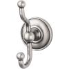 Edwardian Bath Double Hook 5" Long with Plain Backplate Antique Pewter Top Knobs ED2APD