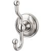 Edwardian Bath Double Hook 5" Long with Plain Backplate Brushed Satin Nickel Top Knobs ED2BSND