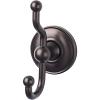 Edwardian Bath Double Hook 5" Long with Plain Backplate Oil Rubbed Bronze Top Knobs ED2ORBD