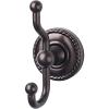 Edwardian Bath Double Hook 5" Long with Rope Backplate Oil Rubbed Bronze Top Knobs ED2ORBF