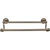 Edwardian Bath Double Towel Bar 18" Center to Center with  Ribbon Backplate German Bronze Top Knobs ED7GBZE