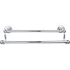 Edwardian Bath Double Towel Bar 18" Center to Center with Beaded Backplate Polished Chrome Top Knobs ED7PCA