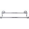 Edwardian Bath Double Towel Bar 18" Center to Center with  Ribbon Backplate Polished Chrome Top Knobs ED7PCE