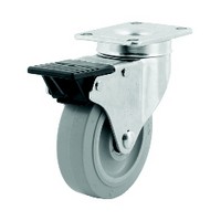 4" Medium Duty Plate Mount Swivel Caster With Supreme Locking Brake Hard Rubber DH Casters C-ML4P1RS