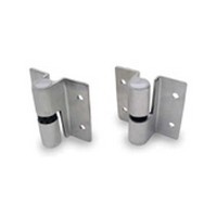 Jacknob 7113, Toilet Door 2-Hinge Set, Surface Mount, 3 H, Round Barrel, 50lb Capacity, RH In-Swing/LH Out-Swing, Satin Stainless Steel