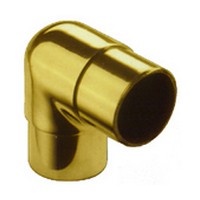 Lavi 00-732/2, Bar Railing Fittings, 90-Degree Ell Flush Fitting, Solid Brass, 2-1/2 W x 2-1/2 L, Fits Railing dia.: 2in, Bright Brass