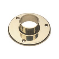 Lavi 00-532/2, Bar Railing, Wall/Floor Flange, Solid Brass, 5in dia. x 1-3/8 H, Fits Railing dia.: 2in, Bright Brass