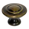 Knob with Scribed Rings 1-1/2" Diameter Antique Brass Handcrafted Hardware HKN1032