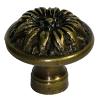 Round Floral Knob 1-1/8" Diameter Antique Brass Handcrafted Hardware HKN6016