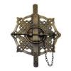 Ornate Latch with Chain and Lock 9" x 7-1/4" Antique Brass Handcrafted Hardware HLA7018