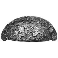 Notting Hill NHBP-802-AP, Florid Leaves Bin Pull in Antique Pewter, Floral