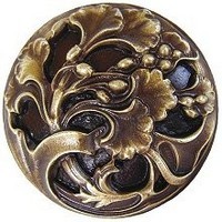 Notting Hill NHK-102-AB, Florid Leaves Knob in Antique Brass, Floral