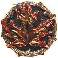 Notting Hill NHK-146-BHT, Maple Leaf Knob in Hand-Tinted Antique Brass, Leaves