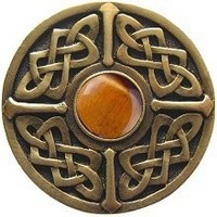 Notting Hill NHK-158-AB-TE, Celtic Jewel Knob in Antique Brass/Tiger Eye Natural Stone, Jewel