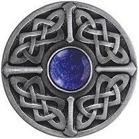 Notting Hill NHK-158-AP-BS, Celtic Jewel Knob in Antique Pewter/Blue Sodalite Natural Stone, Jewel