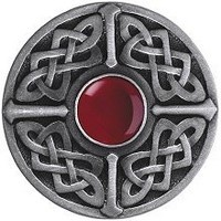 Notting Hill NHK-158-AP-RC, Celtic Jewel Knob in Antique Pewter/Red Carnelian Natural Stone, Jewel