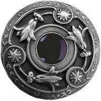 Notting Hill NHK-161-AP-O, Jeweled Lily Knob in Antique Pewter/Onyx Natural Stone, Jewel