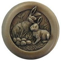 Notting Hill NHK-166-AB, Rabbits Knob in Antique Brass, All Creatures