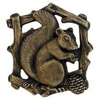 Notting Hill NHK-177-AB-L, Grey Squirrel Knob in Antique Brass (Left Side), Great Outdoors