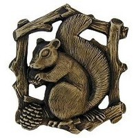Notting Hill NHK-177-AB-R, Grey Squirrel Knob in Antique Brass (Right Side), Great Outdoors