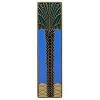 Notting Hill NHP-322-AB-C, Royal Palm Pull in Antique Brass/Periwinkle (Vertical), Tropical