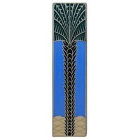 Notting Hill NHP-322-AP-C, Royal Palm Pull in Antique Pewter/Periwinkle (Vertical), Tropical