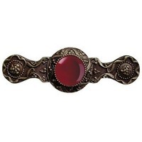 Notting Hill NHP-624-AB-RC, Victorian Jewel Pull in Antique Brass/Red Carnelian, Jewel