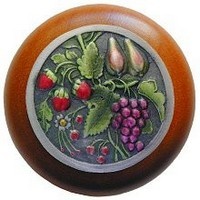 Notting Hill NHW-713C-PHT, Tuscan Bounty Wood Knob in Hand-Tinted Antique Pewter/Cherry Wood, Tuscan