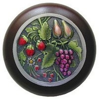 Notting Hill NHW-713W-PHT, Tuscan Bounty Wood Knob in Hand-Tinted Antique Pewter/Dark Walnut Wood, Tuscan