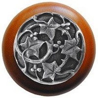Notting Hill NHW-715C-AP, Ivy With Berries Wood Knob in Antique Pewter/Cherry Wood, Leaves