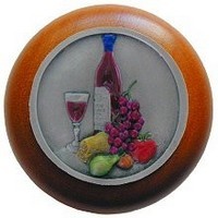 Notting Hill NHW-740C-PHT, Best Cellar Wood Knob in Hand-Tinted Antique Pewter/Cherry Wood, Tuscan