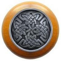 Notting Hill NHW-757M-AP, Celtic Isles Wood Knob in Antique Pewter/Maple Wood, Jewel