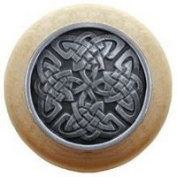 Notting Hill NHW-757N-AP, Celtic Isles Wood Knob in Antique Pewter/Natural Wood, Jewel