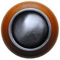 Notting Hill NHW-761C-AP, Plain Dome Wood Knob in Antique Pewter/Cherry Wood, Classic