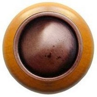 Notting Hill NHW-761M-AC, Plain Dome Wood Knob in Antique Copper/Maple Wood, Classic
