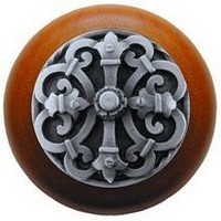 Notting Hill NHW-776C-AP, Chateau Wood Knob in Antique Pewter/Cherry Wood, Olde World