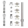 96" Stick Style Complete Rolling Door Hardware Kit for Wood or Glass Stainless Steel  CSH NT.1400.05WG-96.SS