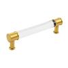 Midway Pull 5-1/16" Center to Center Crysacrylic/Brushed Golden Brass Hickory Hardware P3635-CABGB