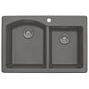 33" Top Mount Large/Small Bowl Quartz Kitchen Sink Concrete Karran QT-610-CONCRETE