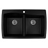 34" Top Mount Double Equal Bowl Quartz Kitchen Sink Black Karran QT-720-BL