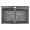 34" Top Mount Double Equal Bowl Quartz Kitchen Sink Concrete Karran QT-720-CN